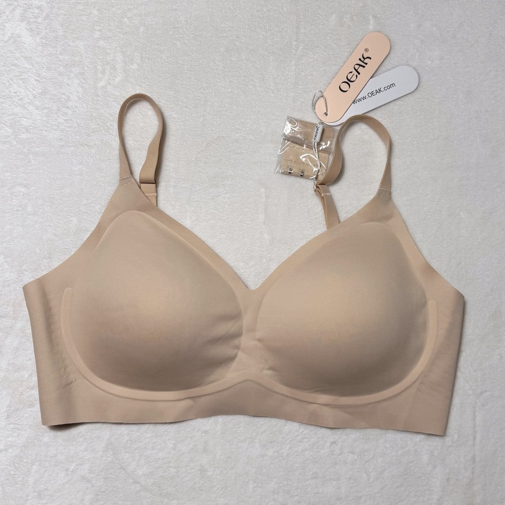 OEAK Wireless Comfort Full Coverage Nude Seamless Everyday Jelly Bra 2XL  - New